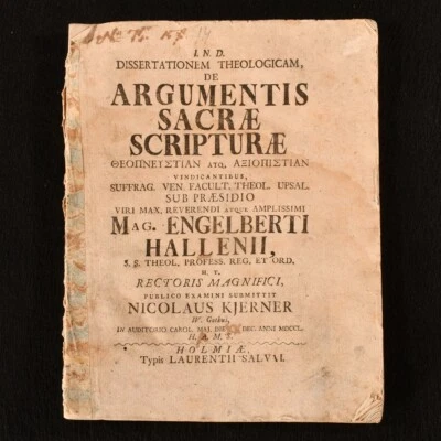 1750 Dissertationem Theologicam De Argumentis Sacrae Scripturae Nicolaus Kjer... - Image 1 of 4