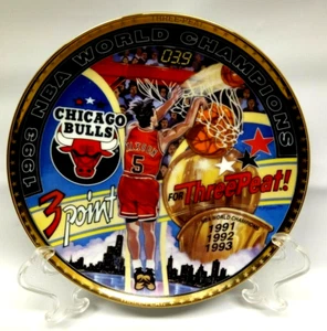 The NBA Basketball Superstar Collector Plate Series "Three Point for Three-Peat - Picture 1 of 6