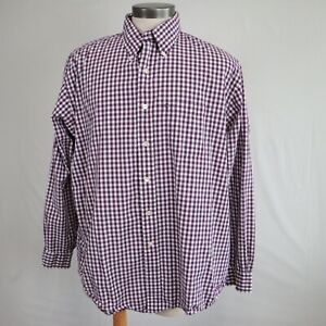 Brooks Brothers 346 Men's Purple Gingham Long Sleeve Button Down Shirt Size XL