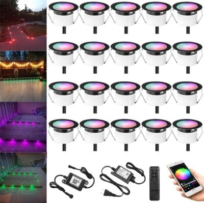 20Pack WiFi RGB/Warm White Light LED Deck Lights Kit Low Voltage 12V Waterproof - Image 1 of 4