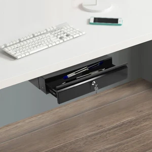 Under Desk Mounted Sliding Pull-out Drawer Storage Organizer Workstation White - Picture 1 of 48