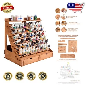 Elegant Paint Organizer for 105 Bottles & 14 Brushes - Miniature Storage Rack - Picture 1 of 9