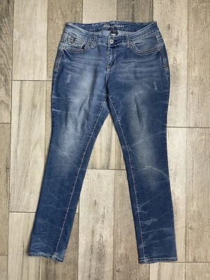 Pantalones de mezclilla Ariya ajustados elásticos para mujer talla 11/12 tiro medio azul 31X31 Foto 1 de 4