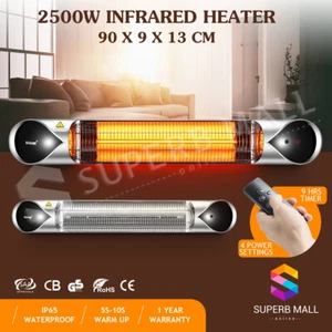 Maxkon 2500W Carbon Fibre Infrared Heater Home Instant Heat Panel Outdoor Patio - Picture 1 of 12