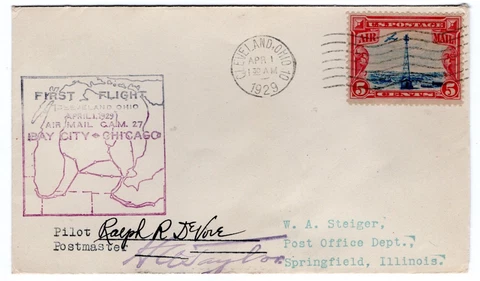 C11  CAM 27NW22 combo Flight Cleveland OH Pilot Signed ex Steiger Cover