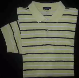Camisa Polo de Golf Nautica Algodón Amarillo Blanco Negro Rayas S/S L s877 - Imagen 1 de 4