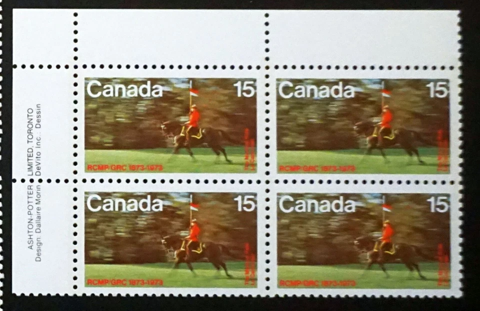 CANADA Sc# 614  RCMP CENTENNIAL police mounties CORNER BLOCK UL   15c  1973 MNH - Image 1 of 1