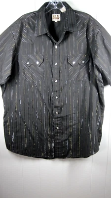 Camisa Vaquera Ely Cattleman Para Hombre XL Negra Hilo Metálico Perla Punta a Presión Yugo Foto 1 de 4