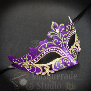 Womens Mardi Gras Festival Venetian Masquerade Mask with Rhinestones - Picture 1 of 4