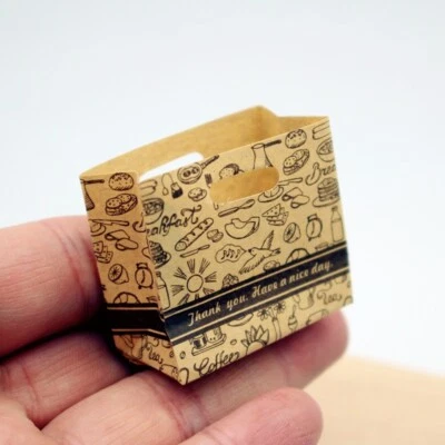 Lote de 10 unidades miniatura para casa de muñecas 1:12 accesorios artesanales panadería tienda bolsa de mano de papel Foto 1 de 4