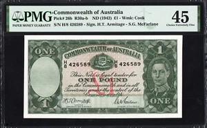 Australia 1 Pound P26b R30a-b 1942 Armitage McFarlane PMG45 Choice EF ATTRACTIVE - Picture 1 of 2
