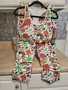 Zelos Floral Print Workout Capri Crop Leggings Sports Bra Matching Set 1X - Picture 1 of 5