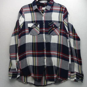 Camisa de franela manga larga a cuadros azul grande L con botones Altar'd State para mujer - Imagen 1 de 6