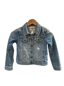 OshKosh Denim Jean Jacket Blue Distressed Kids Size 7 Good Condition - Picture 1 of 7