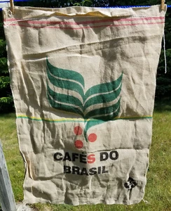 CAFES DO BRASILIEN Sackleinen Kaffeesack Wandkunst - Bild 1 von 7