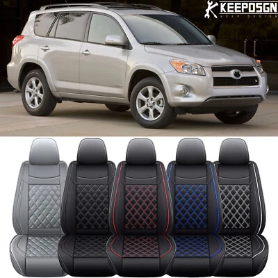 Conjunto completo de capa de assento de carro luxo couro ecológico almofada de assento 2/5 assentos para Toyota RAV4 - Imagem 1 de 4