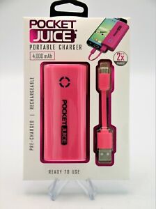 Tzumi Pocket Juice 4000 mAh 5V Safe Fast Mini Portable USB Phone Charger - PINK!