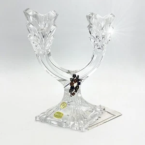 Candelabro Candeliere in cristallo di Bohemia Porta candele Boemia Vintage - Picture 1 of 10