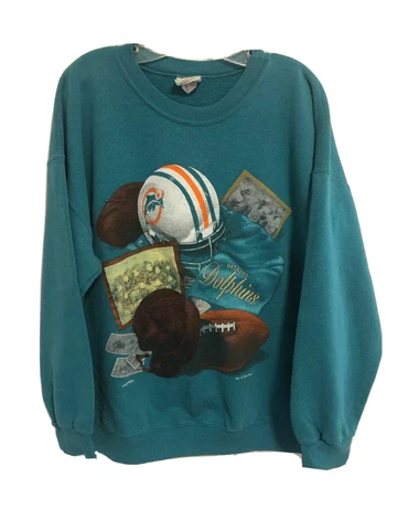 Miami Dolphins Vtg 90s Crewneck Sweatshirt Nutmeg Mills USA Made - Men’s XL Cover