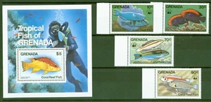 Grenada 1984 - Fische Papageifisch WWF Lippfische - Nr. 1299-02 + Block 126 ** - Bild 1 von 2
