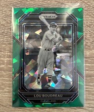 2023 Panini Prizm Lou Boudreau Green Cracked Ice Parallel #295  Cleveland 