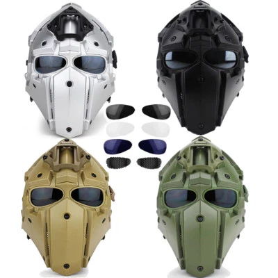 IMESHBEAN Full Face Protective Mask Tactical Airsoft Helmet w/Visor Goggles Military Cospl