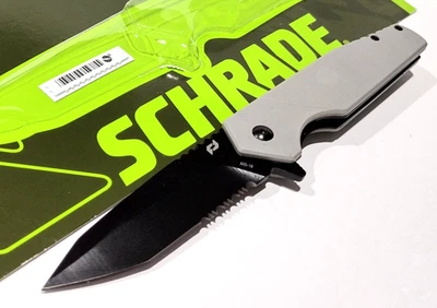 Navaja de Bolsillo Schrade Shudder Gris G-10 Tanto Serrada Abierta con Resorte Asistida A/O Foto 1 de 4