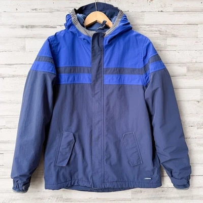 Lands’ End Boys XL 18-20 Squall Jacket Blue Waterproof Fleece Lined Hooded Coat - Image 1 of 4