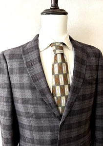 Topman NWOT Sport Coat Jacket Men's 40R Slim Fit Brown Plaid Peak Lapel 2-Button - Picture 1 of 12