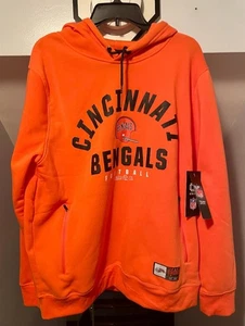 CINCINCINNATI BENGASL NFL CASCO RETRO LOGOTIPO OFICIAL POLAR NARANJA SUDADERA CON CAPUCHA TALLA LRG NUEVO CON ETIQUETAS - Imagen 1 de 5