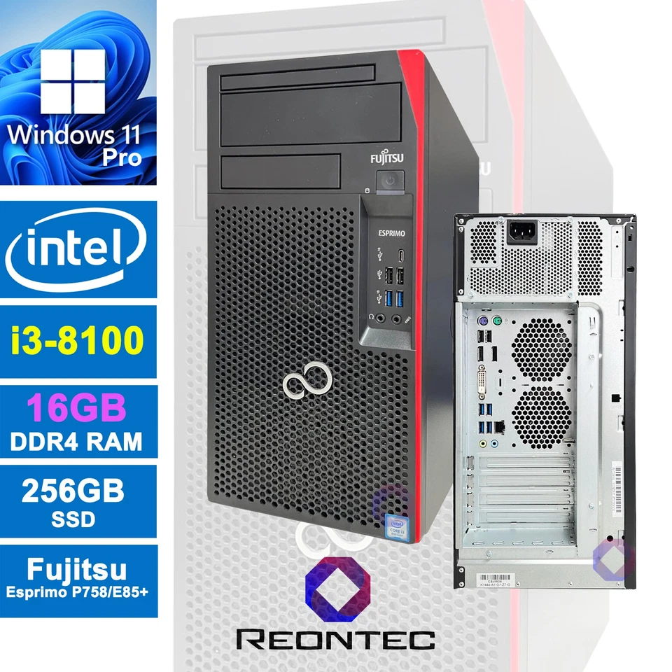 PC Fujitsu Esprimo P758/E85+ Intel i3-8100 Windows 11Pro 256GB SSD 16GB DDR4 RAM - Bild 1 von 1