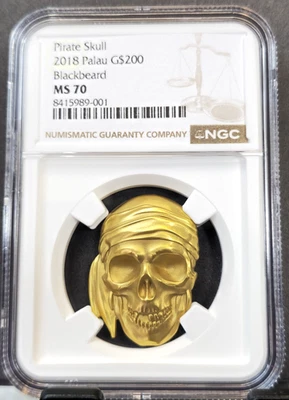 2018 PALAU GOLD 200 DOLLARS PIRATE BLACKBEARD NGC MS 70 ONLY 300 COINS MINTED - Image 1 of 4