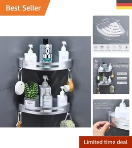 Rostfreies Duschregal Aluminium - 2er Set mit einfach zu installierenden 4 Haken - Bild 1 von 11