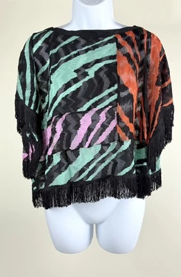 Top corto con flecos multicolor negro Missoni Mare para mujer talla 42 Foto 1 de 4