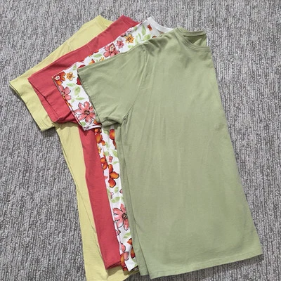 Lot Of 4 Just My Size 22W/24W T Shirts Cotton Women's Floral Yellow Coral Green - Image 1 of 4