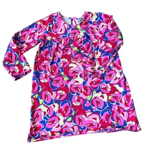 Hanna Anderson Dress Girls 10 Pink Red Floral Long Sleeve Midi Cotton Pullover - Picture 1 of 11