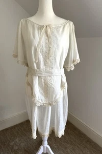 ANTIQUE EDWARDIAN BELLE EPOQUE IRISH LACED TROUSSEAU LINGERIE DRESS - Picture 1 of 10
