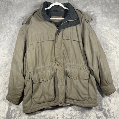 Vintage Members Only Microfiber Parka Jacket Mens XL Khaki Hooded Zip distressed - Image 1 of 4