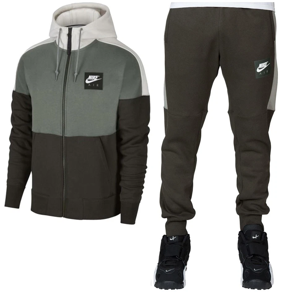 Nike Air Sportswear Club Fleece Khaki Full Zip Men's Hooded Tracksuit - Image 1 of 4