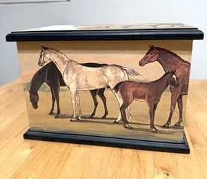 Vintage Decorative Equestrian wood box  10”X7”X6.5” - Picture 1 of 3