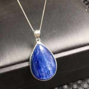 Natural Jewelry  Kyanite  pendants Sterling Silver 925 with silver chains 1 Pcs - Picture 1 of 5