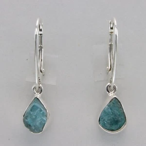 Pendientes APATITA Azul Corte Crudo Natural Corte Áspero - PLATA ESTERLINA 925 #901-Fe - Imagen 1 de 9