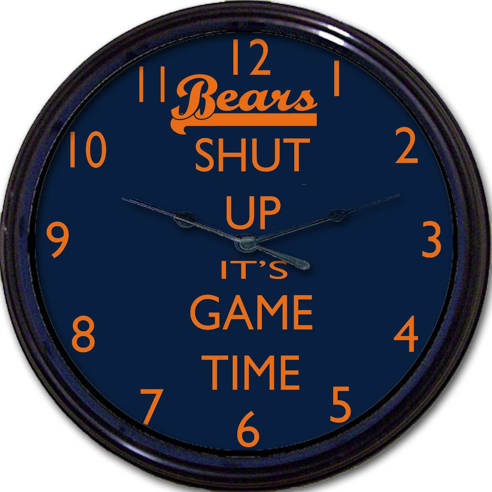 Chicago Bears Football Shut Up It's Game Time Wall Clock NFL Man Cave New 10" - Image 1 of 1