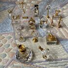14 x Crystal Glass Miniature Ornaments Small Furniture Clock Globe Lamp Crib Lot