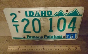 Idaho 1987 Nummernschild # 2T 20 104 weiß mit grünem Schriftzug hat Hologramm - Bild 1 von 4