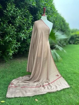 Kashmiri Pashmina Hand Embroidery Needle Work Sozni Hashia Border 44x90 Inches — 第 1/4 张图片