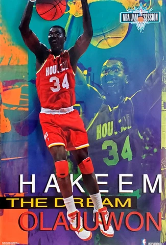 Hakeem Olajuwon JAM SESSION Houston Rockets 1993 NBA Costacos 23x35 POSTER Cover