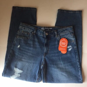 Wonder Nation NWT Girls Jeans Mid-Rise Slouchy Straight Ankle Distressed Size 16 - Picture 1 of 6