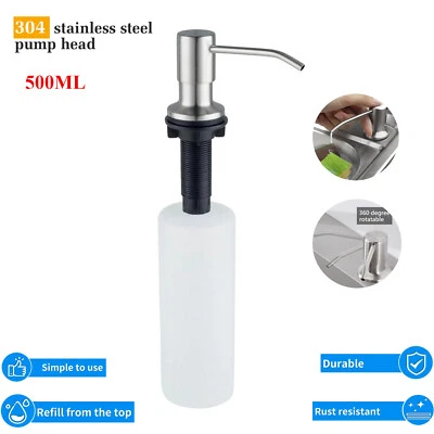 Dispensador de sabão 500 ml pia de cozinha banho mãos líquido bomba garrafa aço inoxidável - Imagem 1 de 4