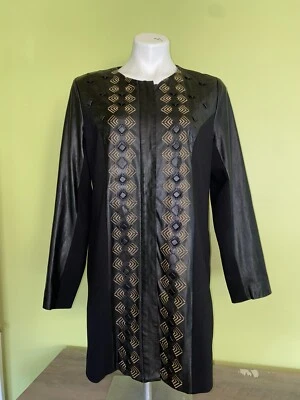 Peter Nygard Mujer Negro Bordado Cremallera Chaqueta Talla Mediana Foto 1 de 4